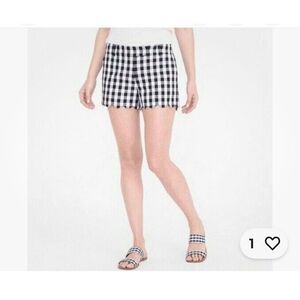 J.Crew Scalloped Hem Black White Gingham Plaid 3.5" Shorts‎ Linen Cotton 0